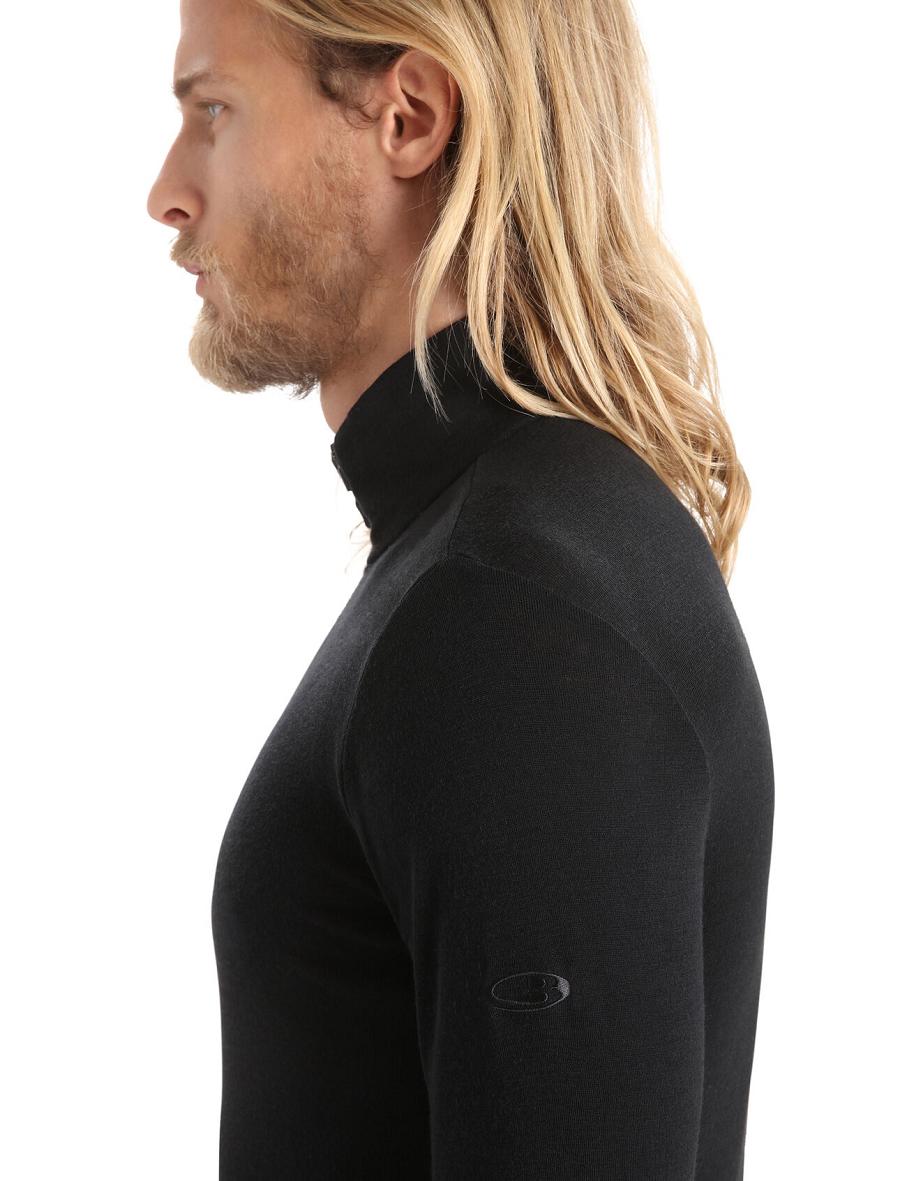 Black Icebreaker Merino 175 Everyday Long Sleeve Half Zip Thermal Top Men's Base Layers | AU 1371VRWD